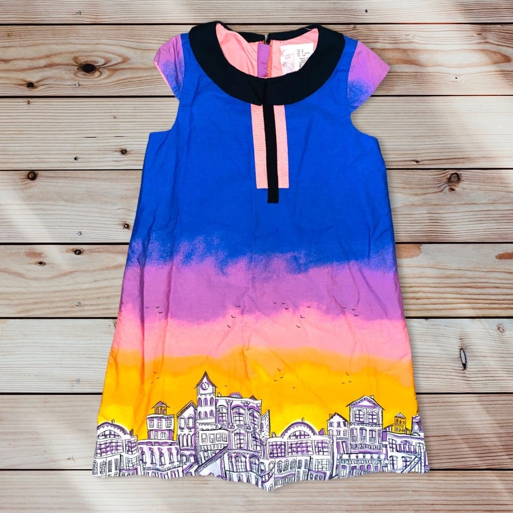 L1‎ Strawberry Faire little girls dress OMBRE Blue Orange Pink Rainbow size 8